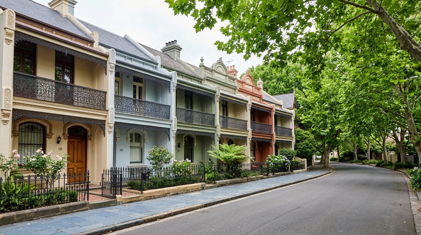 Restored historic Victorian terrace houses in Paddington Sydney representing buyers advocacy